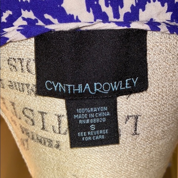 CYNTHIA ROWLEY blue/white top sleeveless blouse S​ - Picture 4 of 4